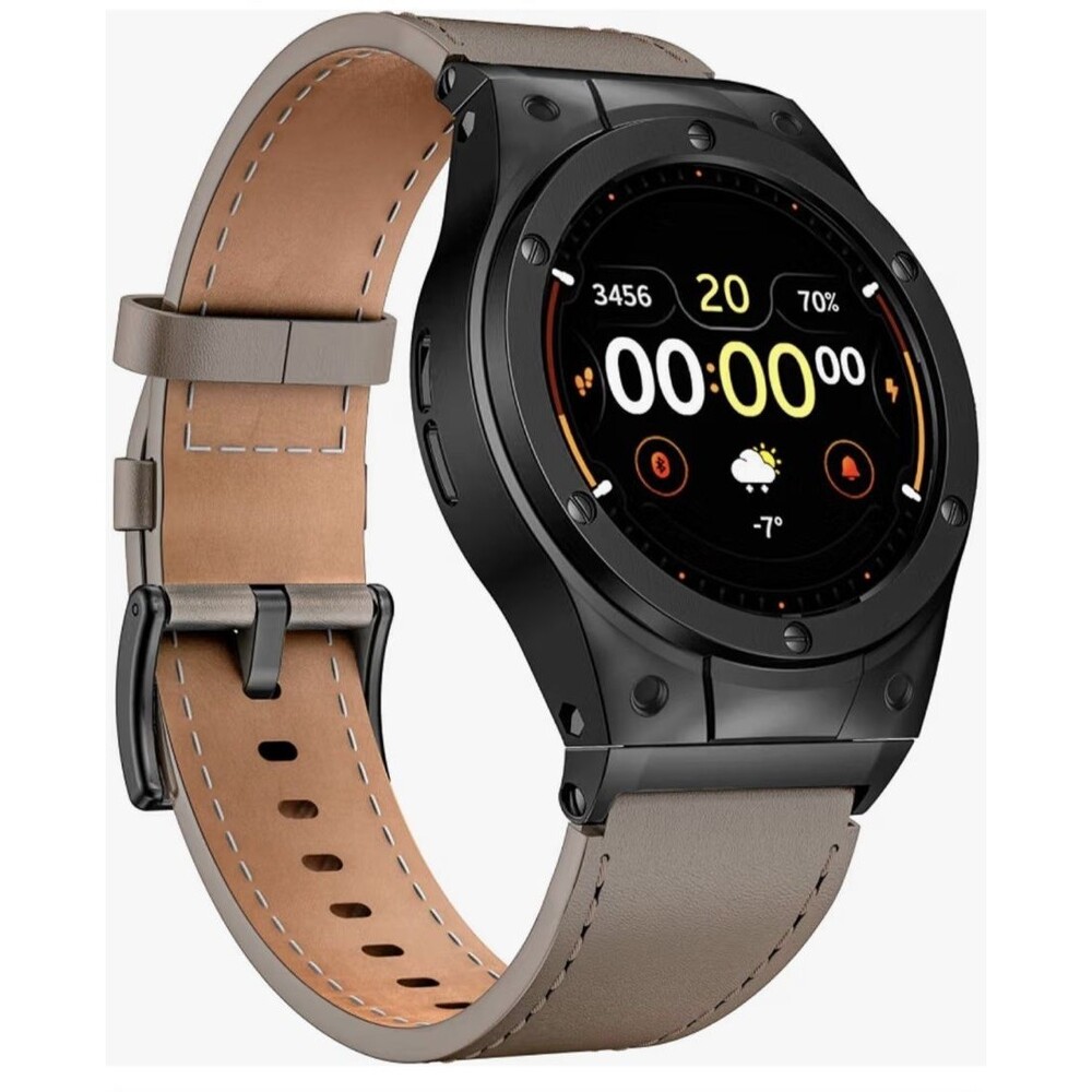Leather Band with Stainless Steel Case for Google Pixel Watch 45mm